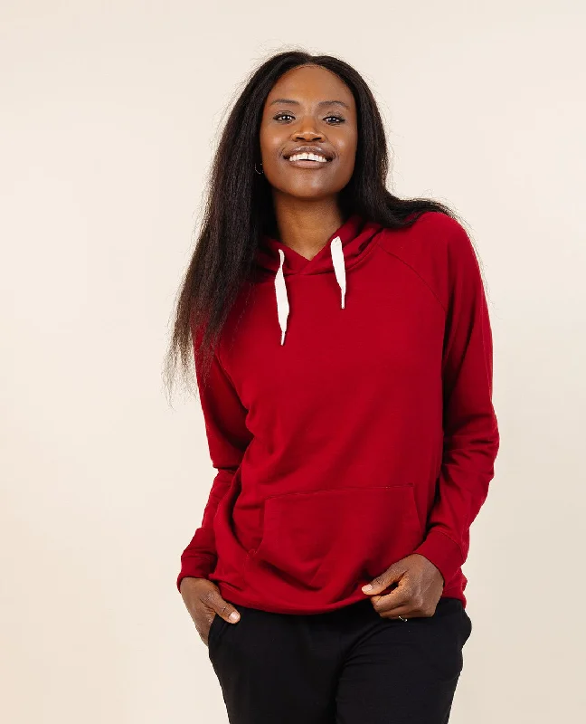 Women's Coziest Hoodie in Crimson Hoodie with Slim Fit Tailored Modern