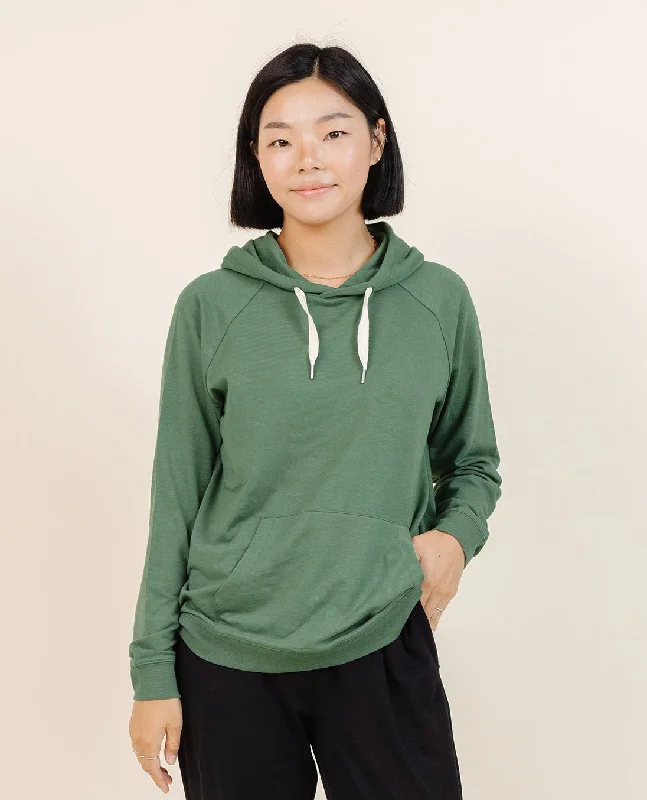Women's Coziest Hoodie in Moss Hoodie with Contrast Stitching Detailed Premium