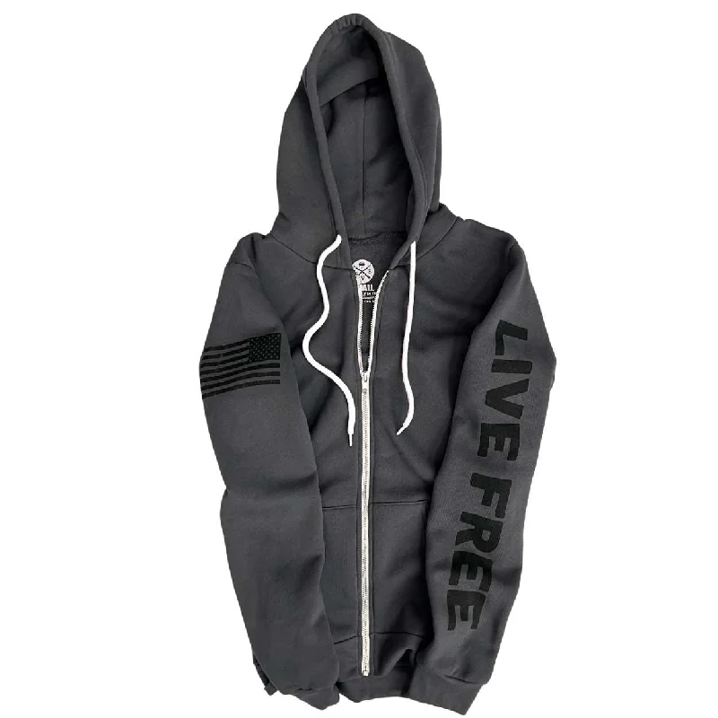 Women's American Live Free Zip Up Hooded Sweatshirt Hoodie with Pocket Utility Practical Women's American Live Free Zip Up Hooded Sweatshirt Hoodie with Pocket Utility Practical