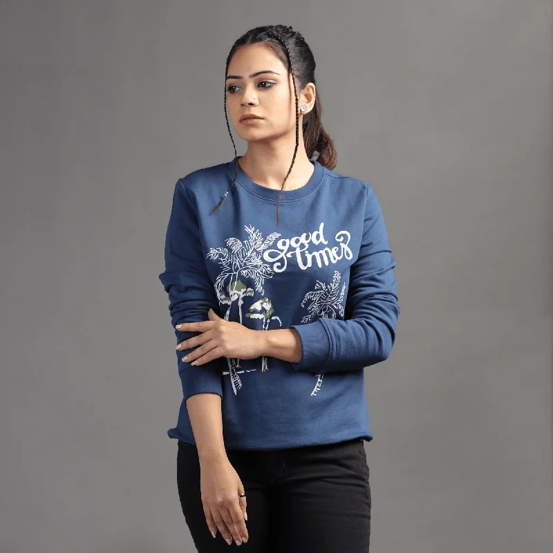WOMEN'S GOOD TIMES SWEATSHIRT Hoodie with Hem Frayed Vintage Worn