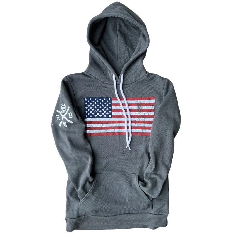 Women's Red White & Blue American Flag Hooded Sweatshirt Hoodie with Monochrome Minimalist Simple Women's Red White & Blue American Flag Hooded Sweatshirt Hoodie with Monochrome Minimalist Simple