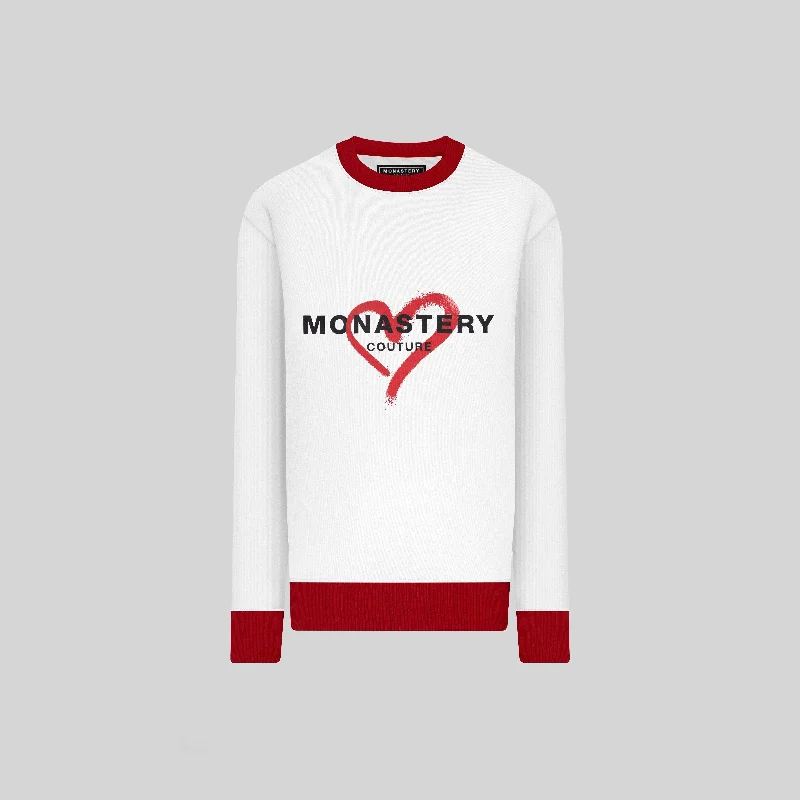 XENA WHITE SWEATSHIRT Hoodie with Mock Neck Collared Structured