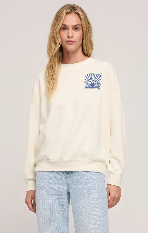 Z Supply - Horizon Sunday Sweatshirt Hoodie with Mock Neck Collared Structured