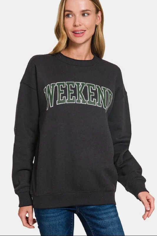Zenana WEEKEND Round Neck Dropped Shoulder Sweatshirt Hoodie with Gradient Ombre Colorful Zenana WEEKEND Round Neck Dropped Shoulder Sweatshirt Hoodie with Gradient Ombre Colorful
