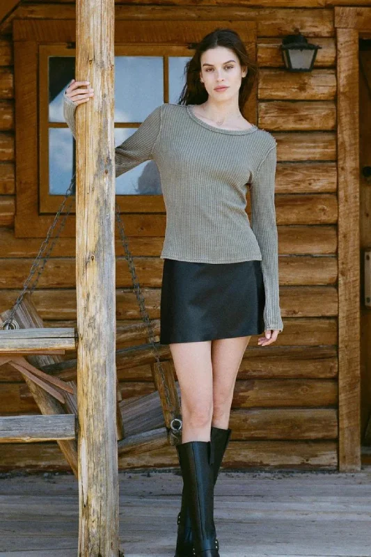 ZSUPPLY: Ciera Leather Skirt Black lace skirt intricate